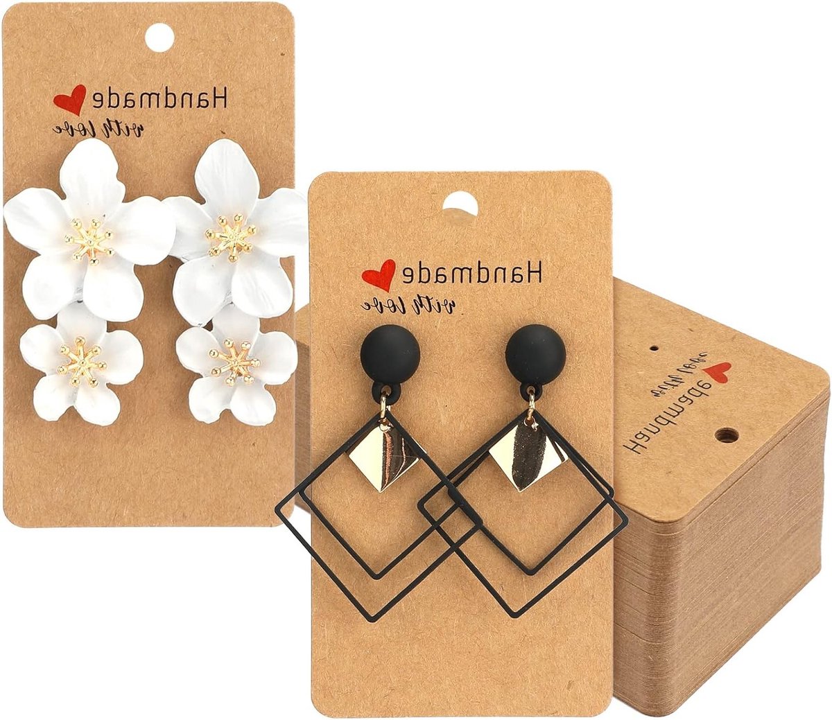 100 Stuks Oorbellen Displaykaarten van Bruin Kraftpapier, 5x9cm, Perfect voor DIY Oorbellen en Hanger Oorbellen, Ideaal voor Verkoop en Presentatie