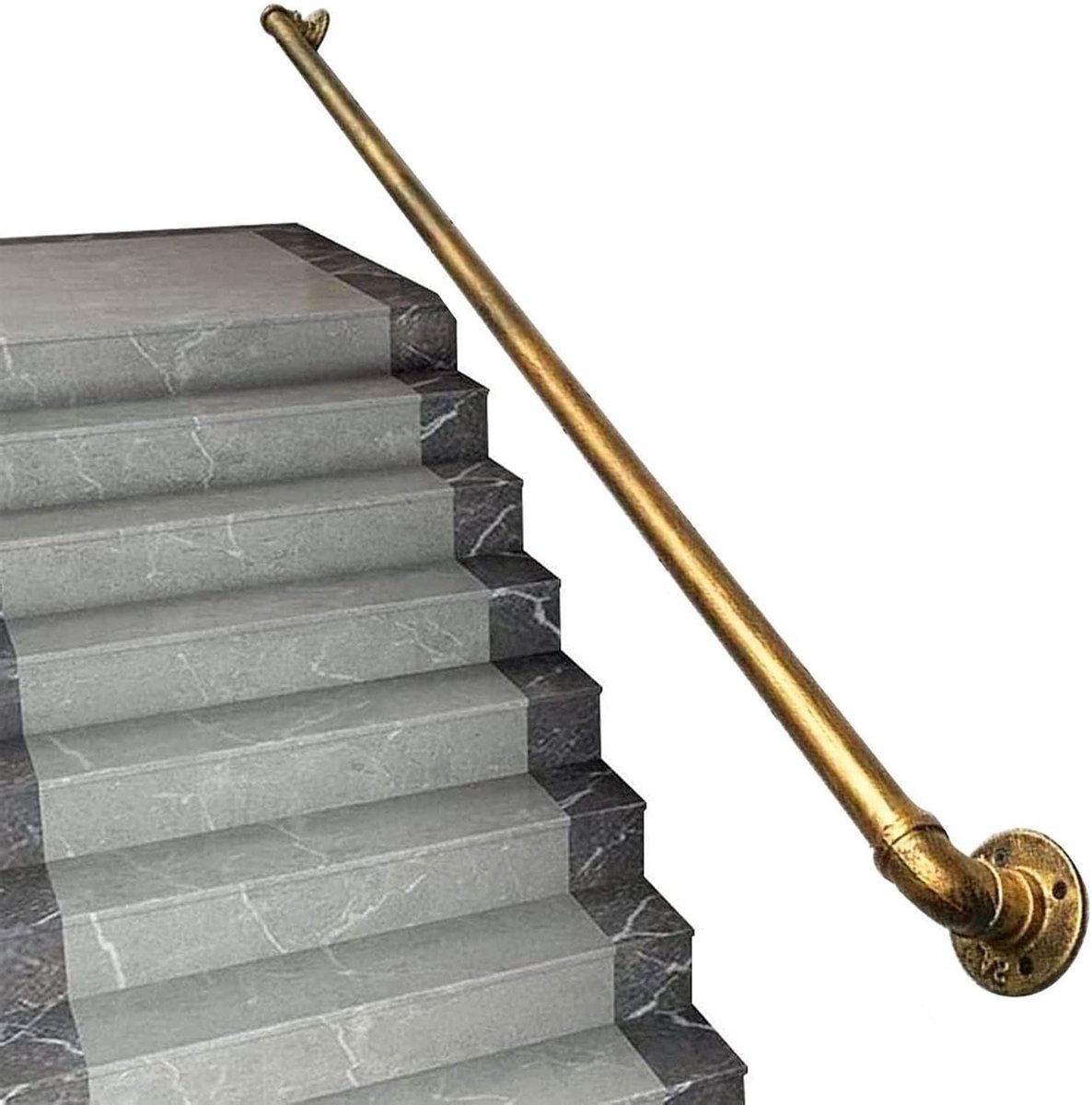Trapleuning Metaal - Steunhandgreep Muurbeugel - Veilig Trap Lopen - Corrosiebestendig Coating - 90 cm - Zilver