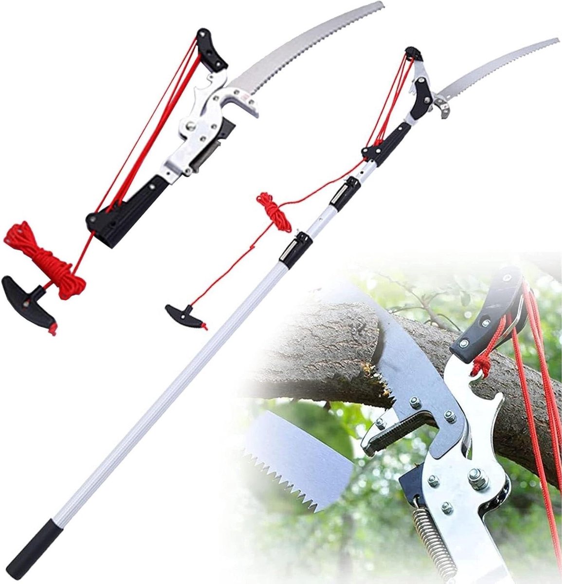 Telescopische Snoeischaar - Takkenzaag Stok - Takken Snoeien - Uitschuifbare Telescoopsteel - 6 meter - Zilver