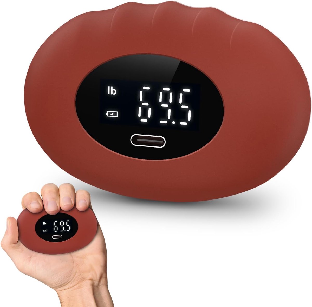 carmdering - Elektronische Handgreepkrachtmeter - Digitale Dynamometer - Handoefenbal - Meet Tot 180kg Kracht - Slim LED-scherm - Hoogwaardig Silicone - Ergonomisch Ontwerp - Ideaal Voor Onderweg - 1 Stuk-rood
