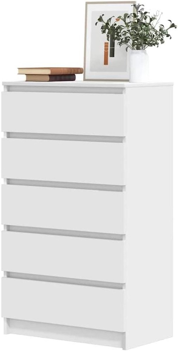Ladekast - Opbergkast - Ruimte Organiseren - Vijf Laden - 60x36x103 cm - Wit