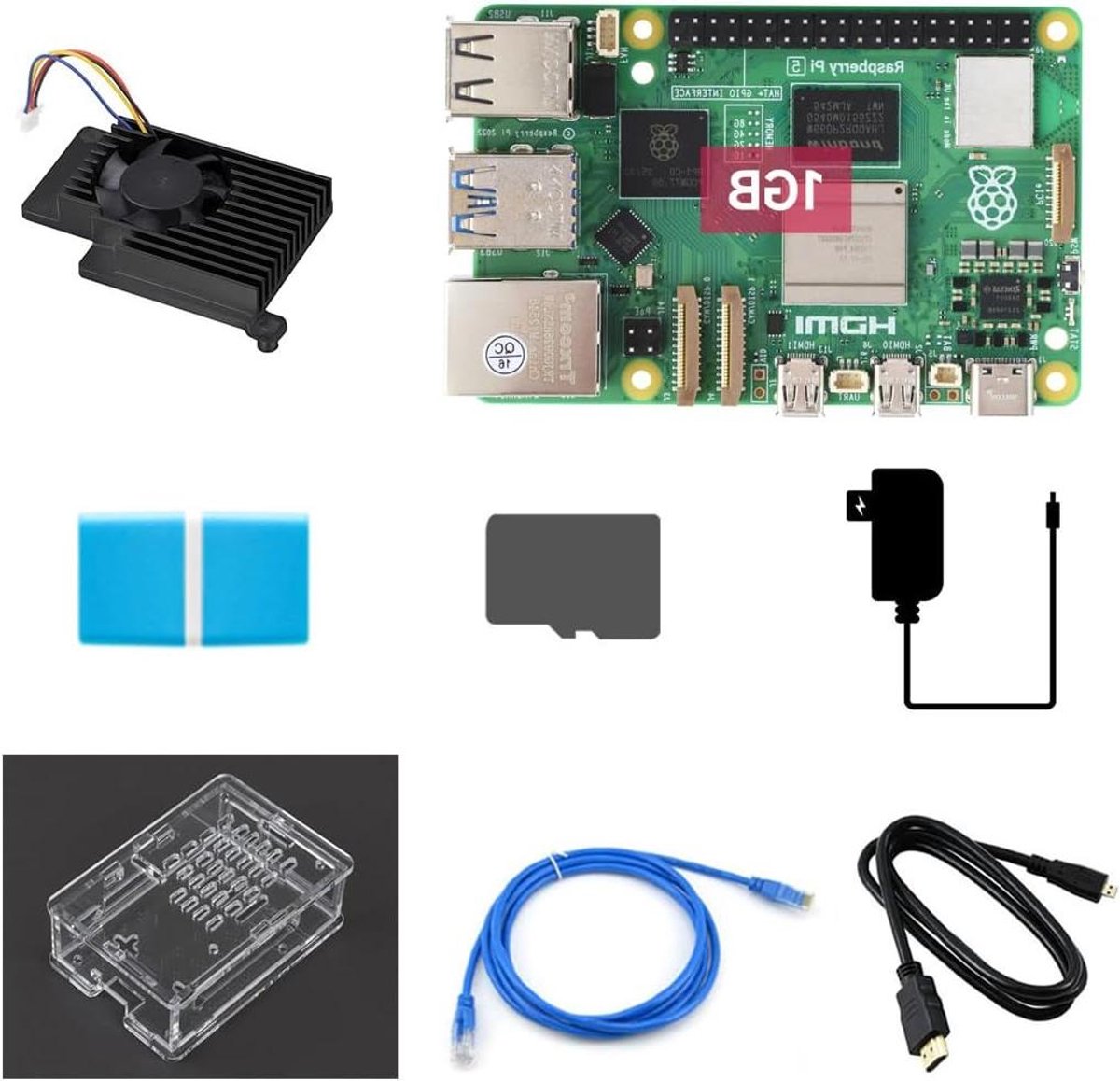 Mini PC Starter Kit - Single Board Computer Set - Project Ontwikkeling - Actieve Koeling Inbegrepen - 1GB RAM - Zwart