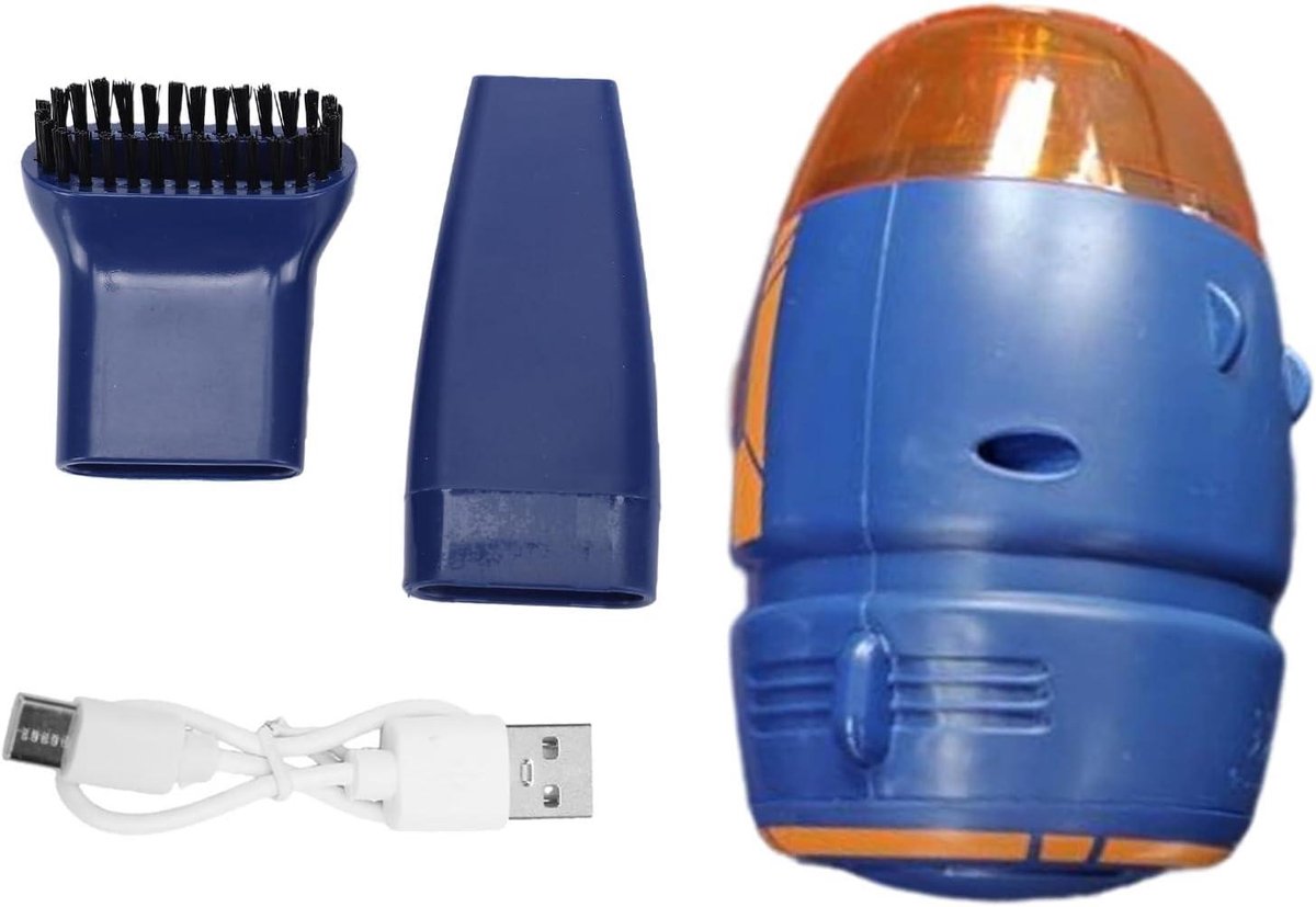 Mini Bureaustofzuiger - Kleine Stofzuiger Tafel - Bureau Schoonmaken - 600 Pa Zuigkracht - 13.5 cm - Blauw