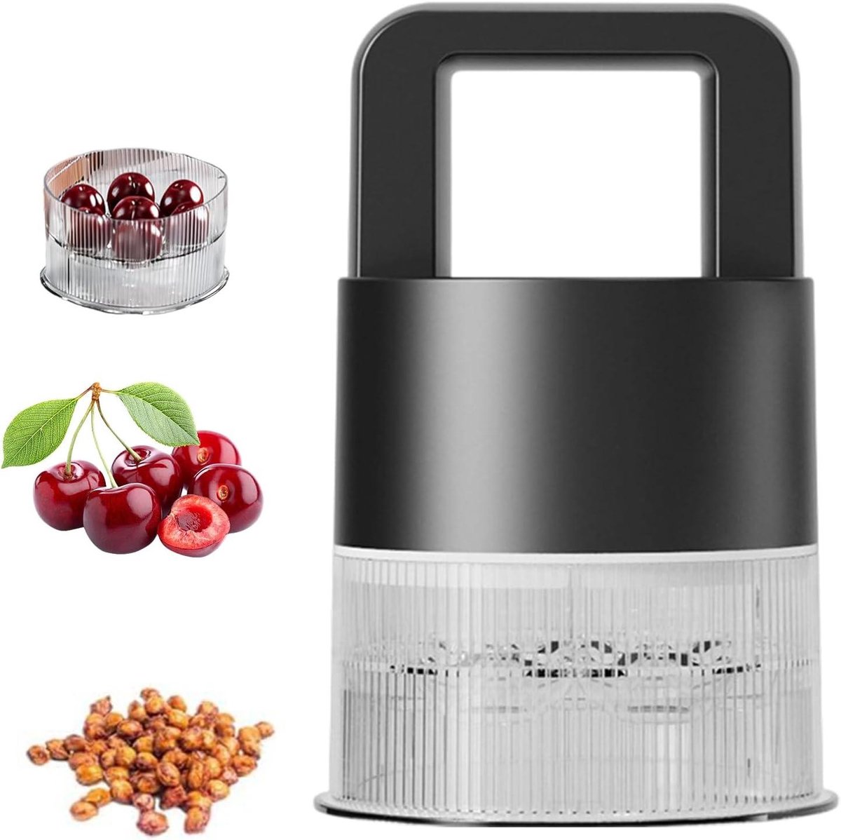 Kersen Ontpitter - Fruit Pitter - Jam Maken - Spatvrije Hoes - 16 cm - Zwart