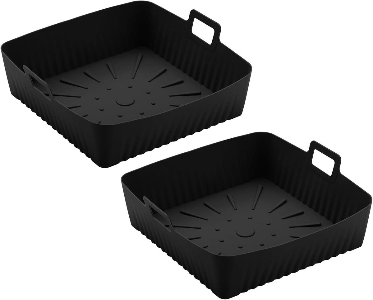 Airfryer Siliconen Bakvorm - Airfryer Liner - Gezond Bakken - Vetgeleidingsontwerp - 21x21x6.5 cm - Grijs