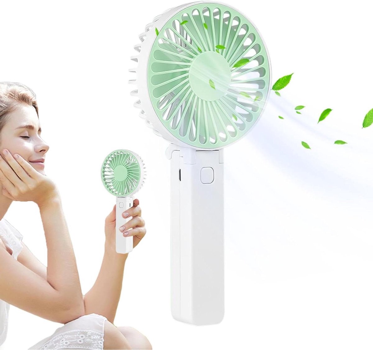 Opvouwbare Handventilator - Draagbare Ventilator - Koelte Onderweg - 180 Graden Opvouwbaar - Compact Formaat - Groen