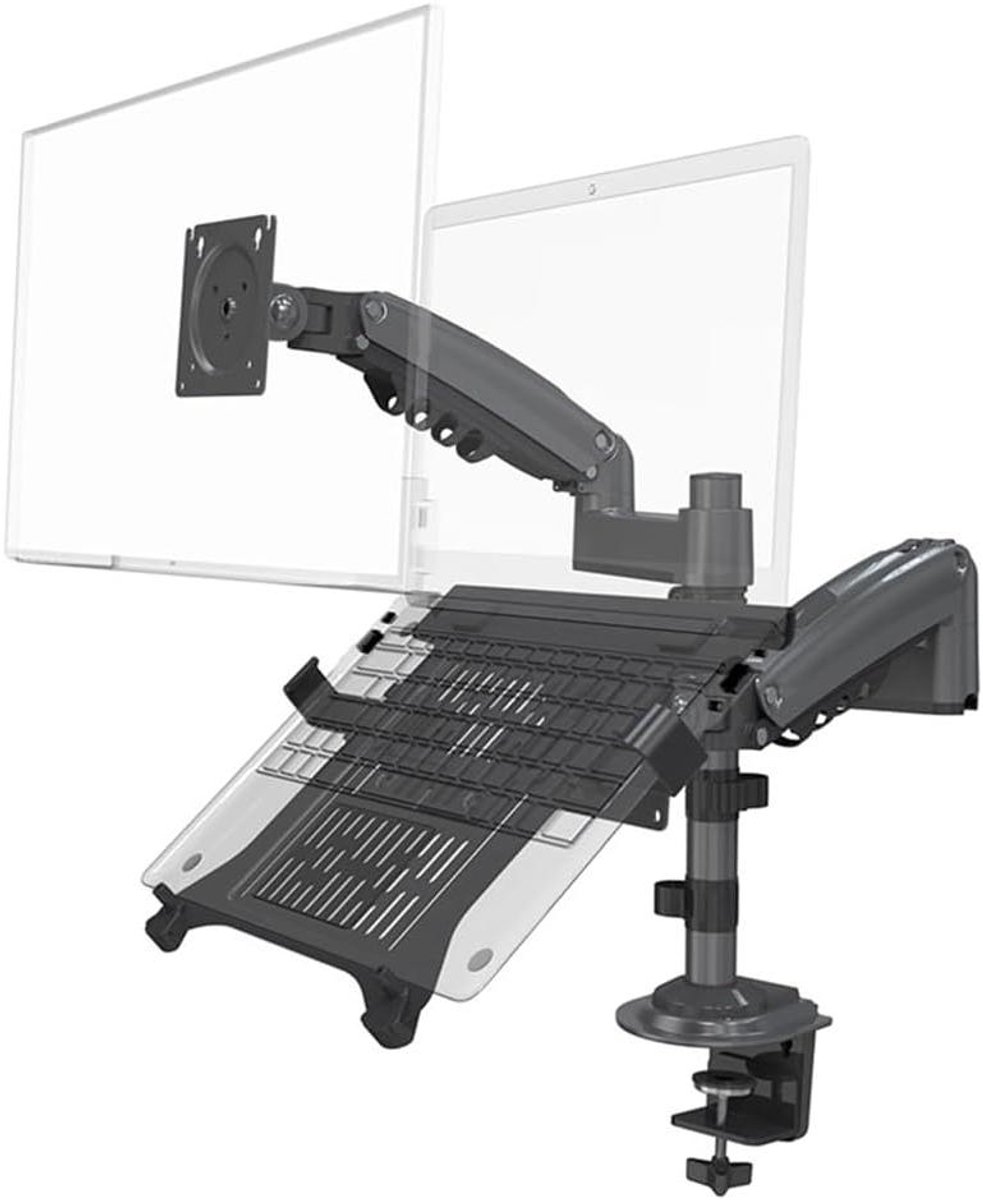 Dubbele Monitor Arm - Monitor Standaard - Ergonomisch Werken - Gasveer Verstelbaar - 17-27 inch - Zwart