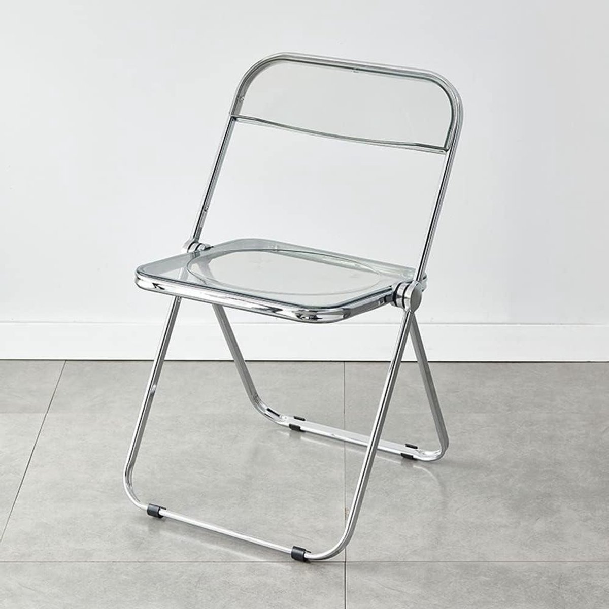 Transparante Kruk - Barkruk Opvouwbaar - Keuken Zitten - Met Rugleuning - 46 cm Hoogte - Grijs