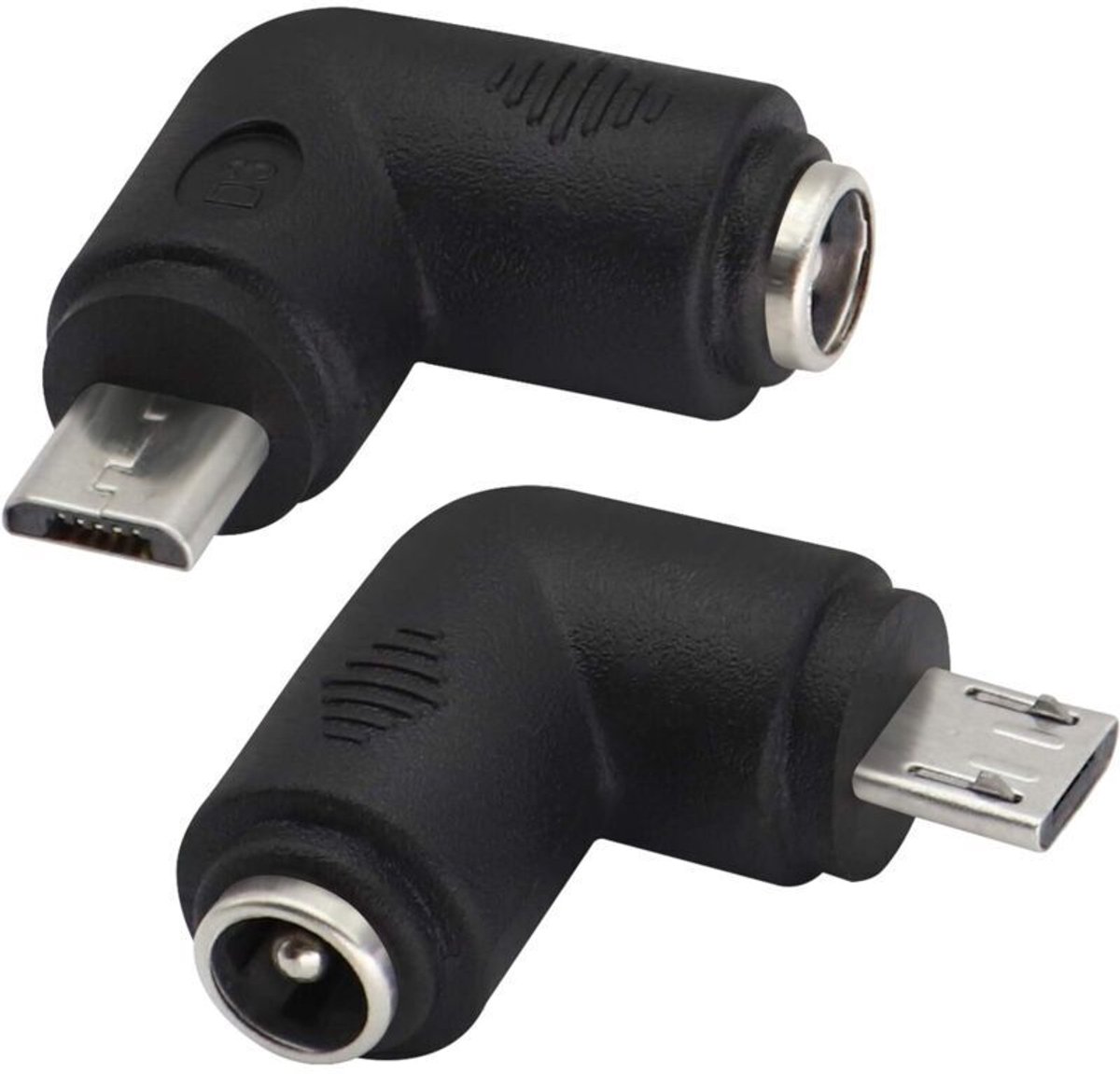 (2-pack - Micro) 90 graden DC 5,5x2,1 mm naar Micro USB 5V DC-voedingsconnector, geschikt voor mobiele telefoons, tablets, MP3-spelers en Micro USB-apparaten.
