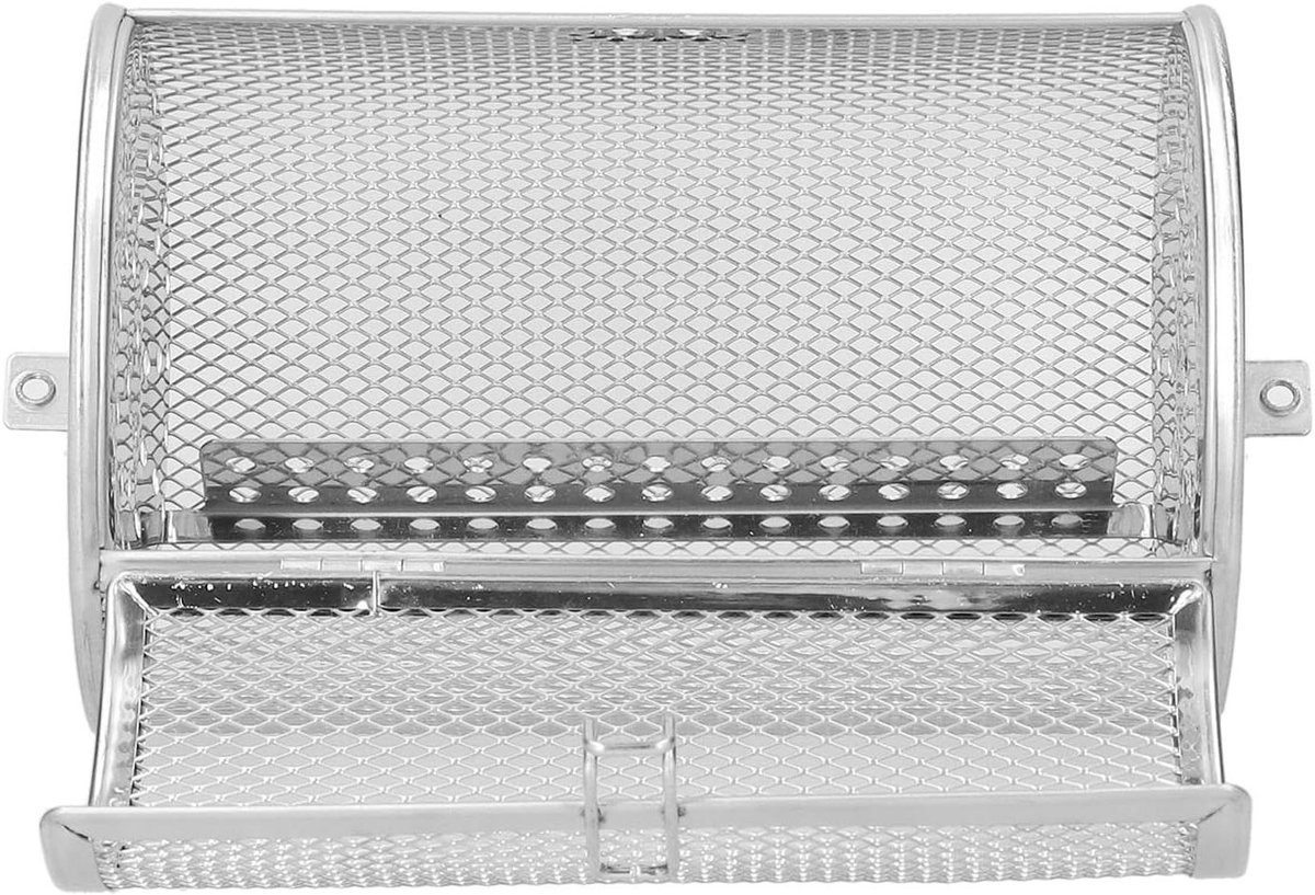 Friteuse Mand Ovenmand Braadtrommel Gelijkmatig Roosteren 360 Graden Rotatie 12x12x18 cm Zilver