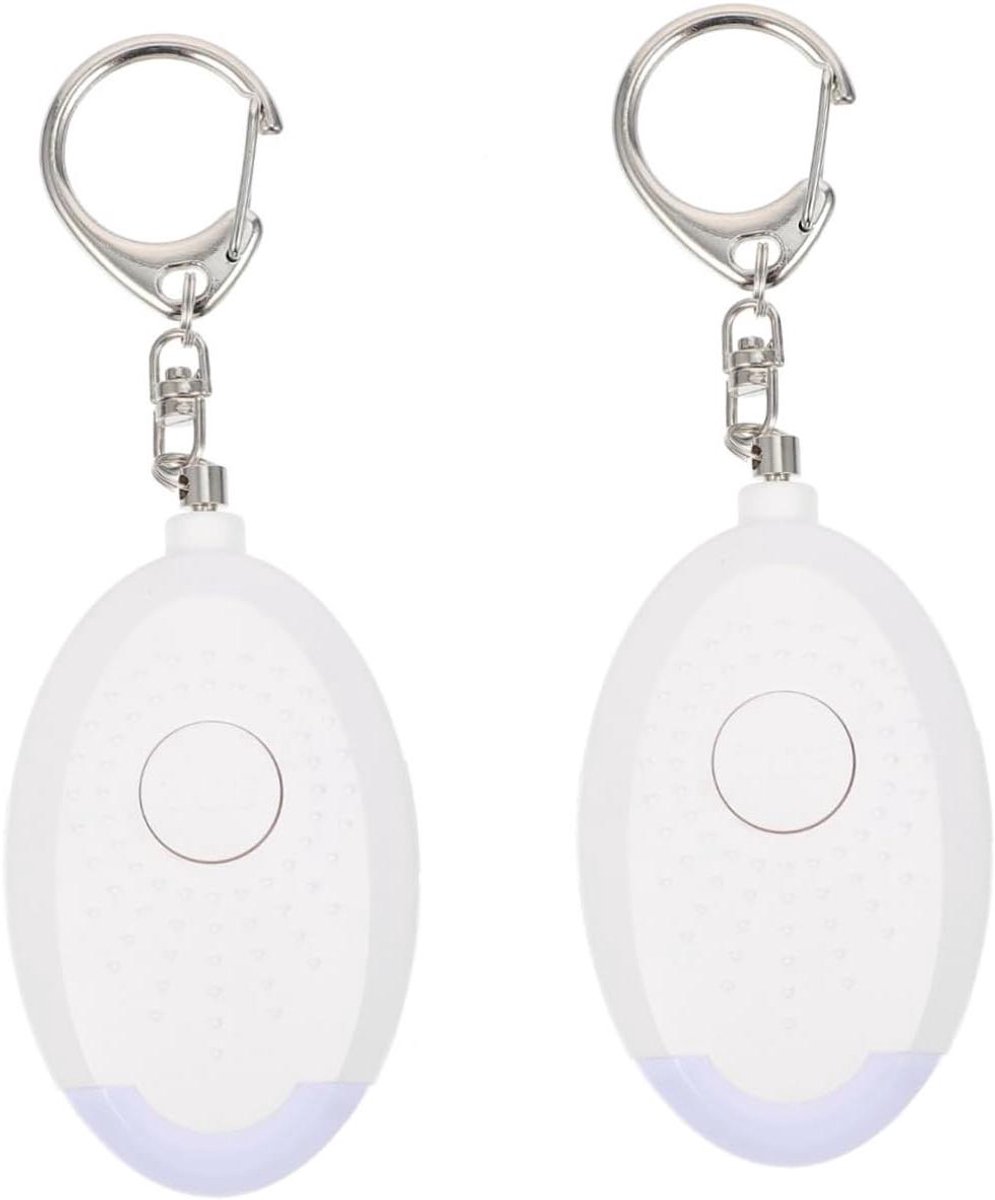 Persoonlijk Alarm - Veiligheidssleutelhanger - Persoonlijke Veiligheid - 130 dB Geluid - 2 Stuks - Wit