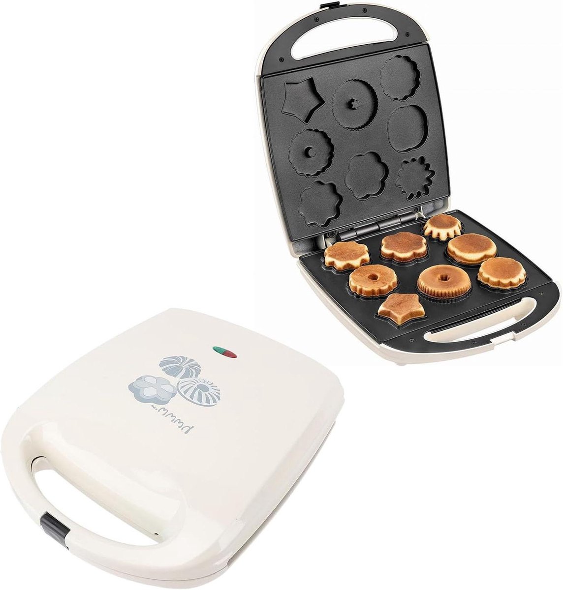 1000W Multi Shapes Cookies Maker Biscuit Maker, 8 Hole Non-stick Scones Maker Machine Cake Pan voor Merken, Ontbijtmachine voor Snacks Bakken Pannenkoek Donut Cupcake (EU-stekker