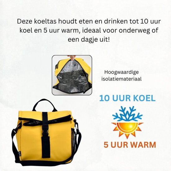 Lunch Koeltas Geel Mat - Stuurtas - Fietstas voor aan het Stuur - Schoudertas Koeltas van A-Sport — afbeelding 5