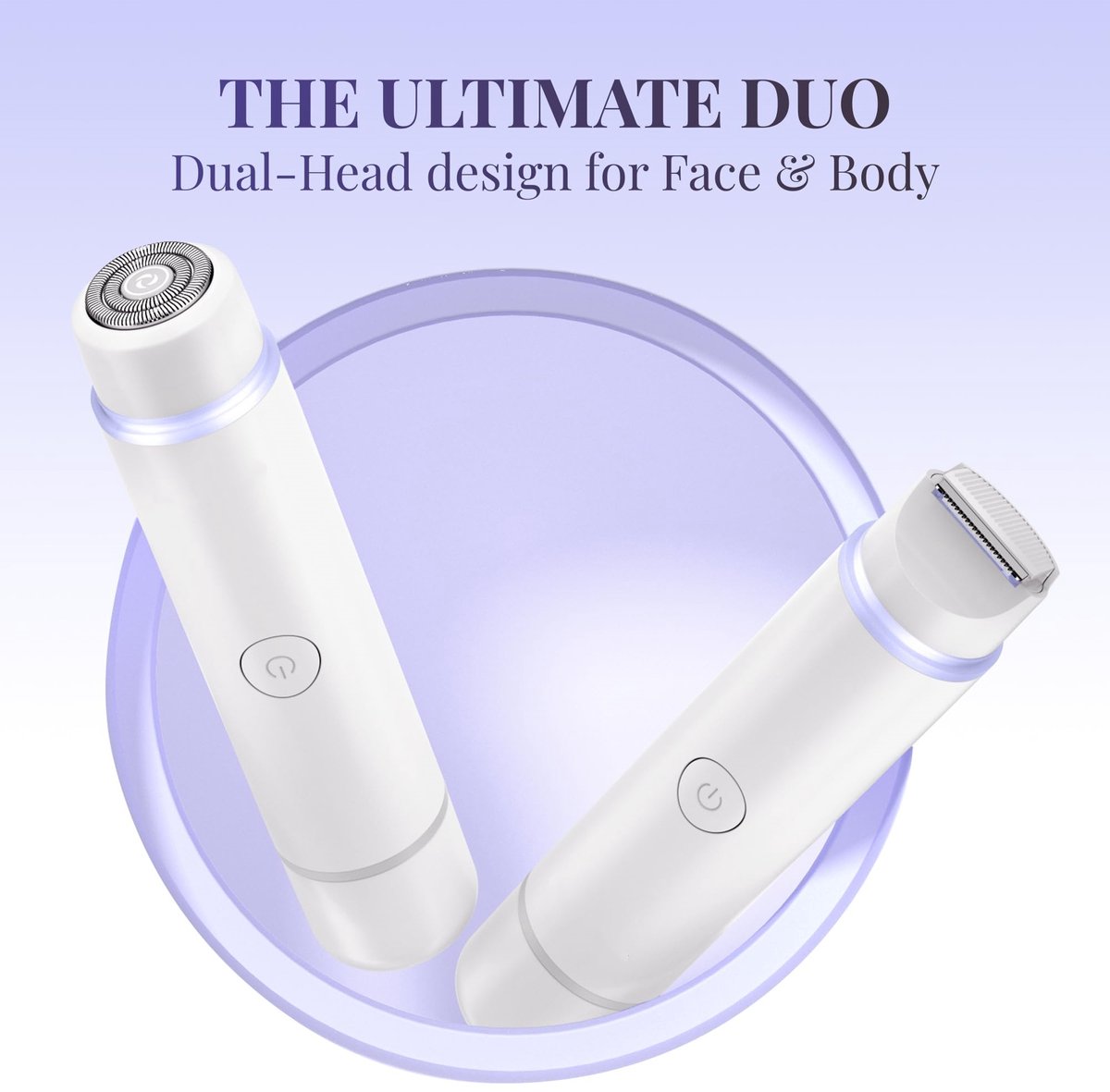 Namajunas - Ladyshaves voor vrouwen - Ladyshave oplaadbaar - Trimmer Vrouw Intiem - 2 in 1 Elektrisch Scheerapparaat - Bikinilijn - Oksels - Benen - Gezichtshaar - Ontharingsapparaat - Nat en droog - Wit — afbeelding 4