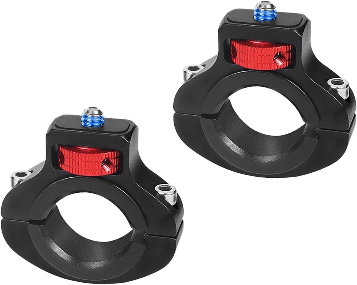 Set van 2 Fiets en Motor Camera Bevestigingen met 360° Rotatie en Schokabsorberende Blokker voor Actiecamera's en GoPro op het Stuur