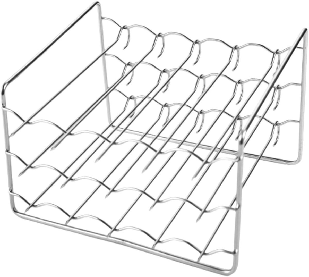 Airfryer Bakspiesjeshouder Grillrooster Vlees Gezonder Koken 3 Verdiepingen 15 x 11.5 x 10 cm Zilver