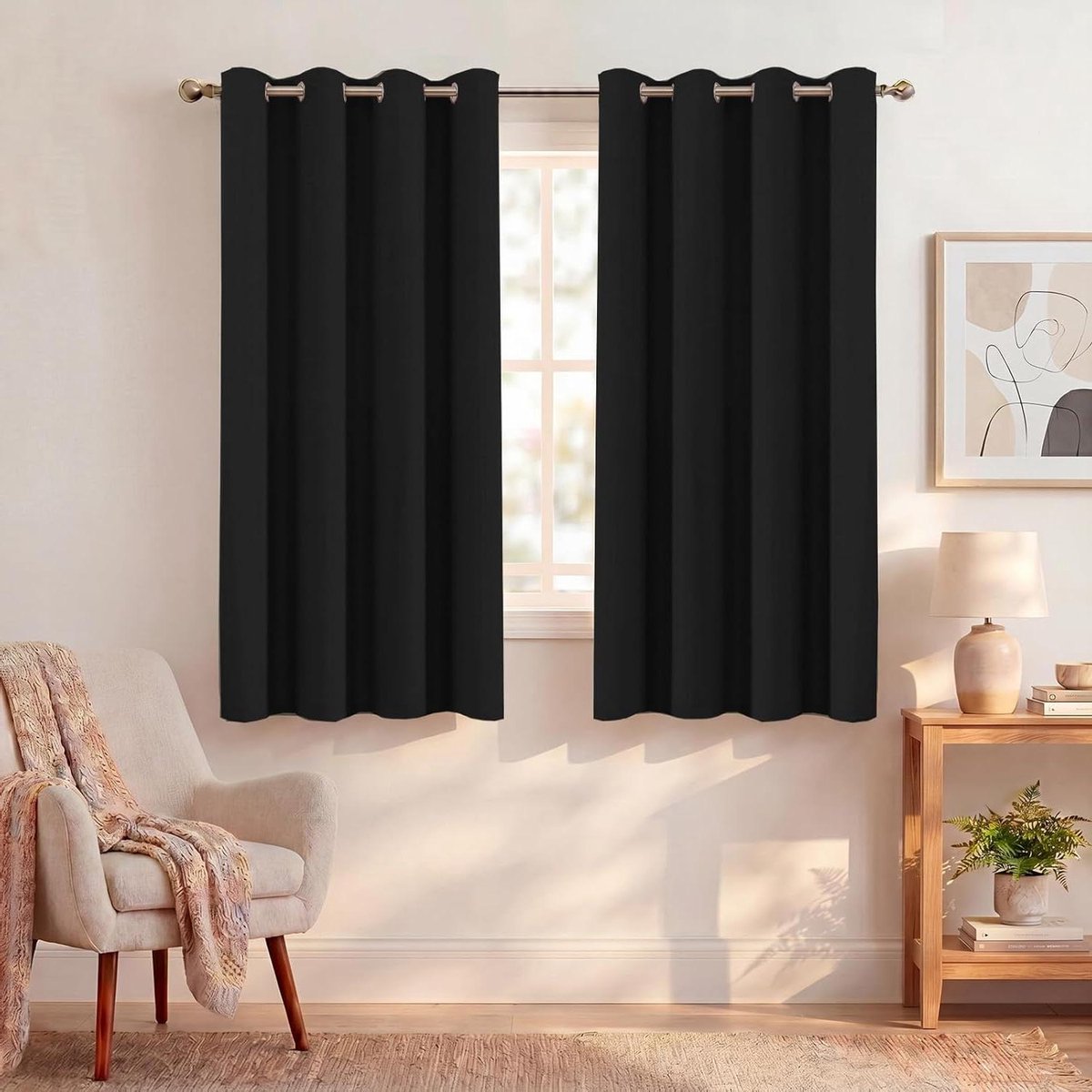 Verduisteringsgordijnen - Verduisterend paneel Gordijnstof - Slaapkamer verduisteren - Oeko-Tex gecertificeerd - 2 stuks 140 x 175 cm - Zwar