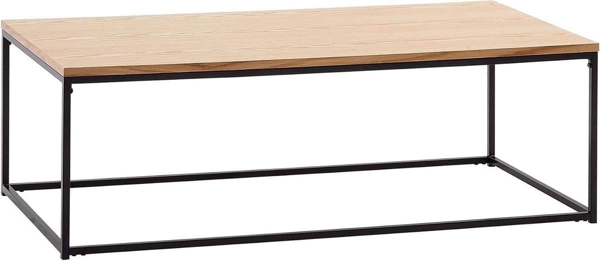 Salontafel Hout Metaal - Koffietafel Woonkamer - Centrum van de kamer - Eikenfineer met nerf - 120x60x40 cm - Bruin Zwart