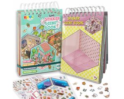 Joya Creative Stickerboek Scene 3D - 4in1 Sticker Scene Book - Stickerboek Volwassenen en Kinderen - 80 Scenes - Hardcover met Ringband
