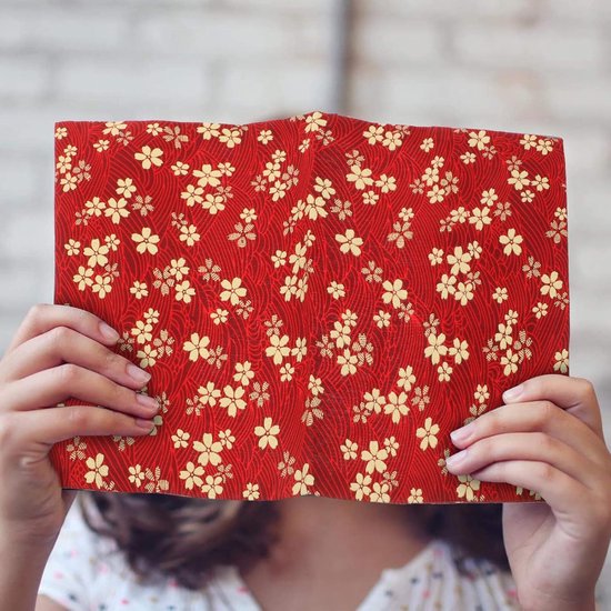 Boekomslag Stof - Boekbeschermer Decoratief - Boeken Personaliseren - Wasbaar en Slijtvast - A5 Formaat - Rood — afbeelding 3