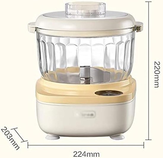 Deegmixer Keukenmachine - Bakmachine Kneedmachine - Brood Deeg Maken - Krachtige DC-motor - 2 Liter Inhoud - Geel — afbeelding 4