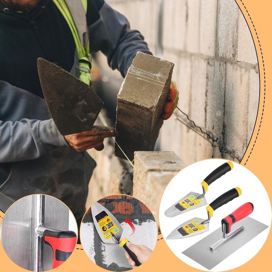 Metselwerkgereedschap set - Morteltroffels - Reparaties uitvoeren - Ergonomische grip - 3 stuks - Niet gespecificeerd — afbeelding 4