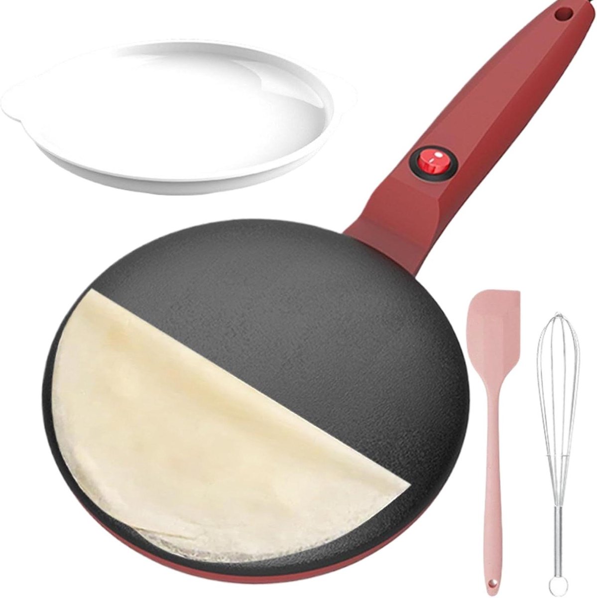 Elektrische Pannenkoekenmaker - Omelet Pan - Snelle Maaltijden - Automatische Temperatuur - 7.8 Inch - Rood