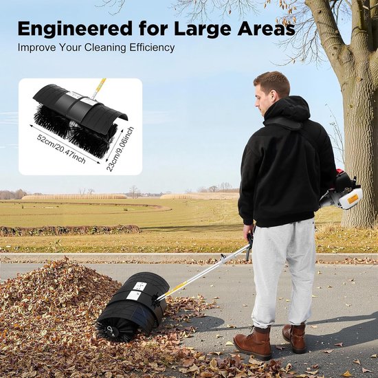 Borstelveger - Reinigingsgereedschap - Kunstgras Reinigen - Krachtige 2-takt motor - 20 inch breed - Zwart — afbeelding 4