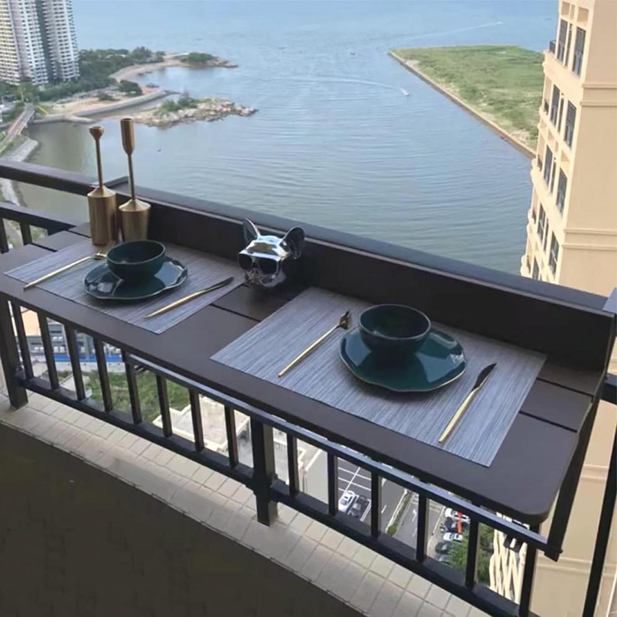 Balkon Hangtafel - Buitentafel Opvouwbaar - Extra Werkruimte - Verstelbare Hoogte - 120x37cm - Metaal