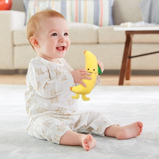 Ontwikkelingsspeelgoed Peuter - Grijpspeelgoed Pluche - Hand-oog Coördinatie - Zacht Elastisch Materiaal - 15 cm Lengte - Geel — afbeelding 3
