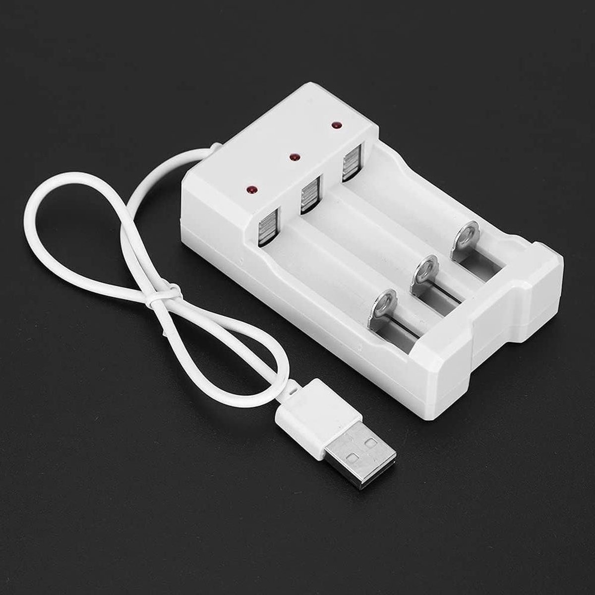 Batterijlader - Oplaadstation - Batterijen Opladen - Hittebestendig ABS - 3 Slots - Wit