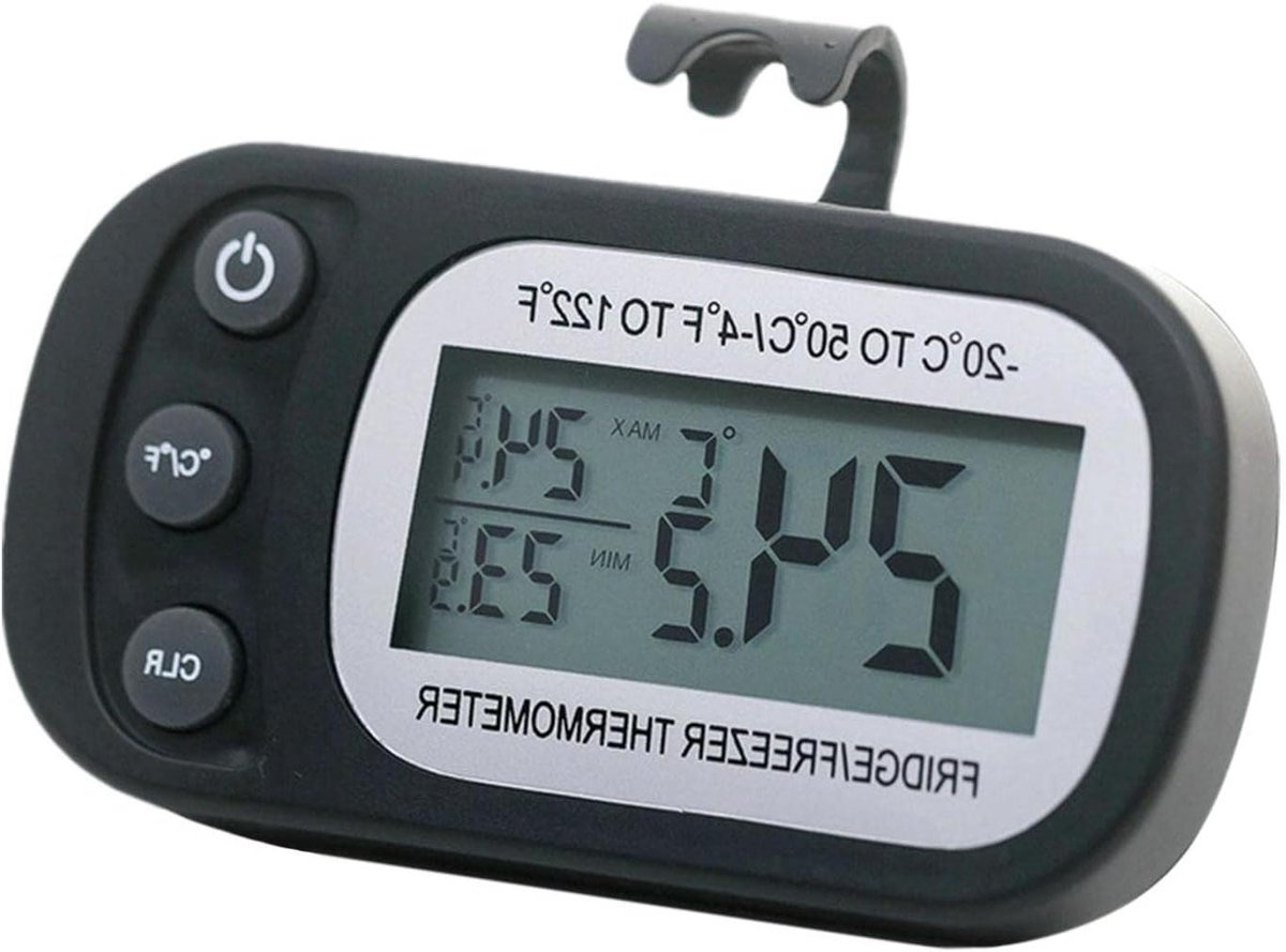 Digitale Koelkastthermometer - Vriezer Monitor - Voedselveiligheid Bewaken - Max Record Functie - 8.7 x 4.5 cm - Zwart