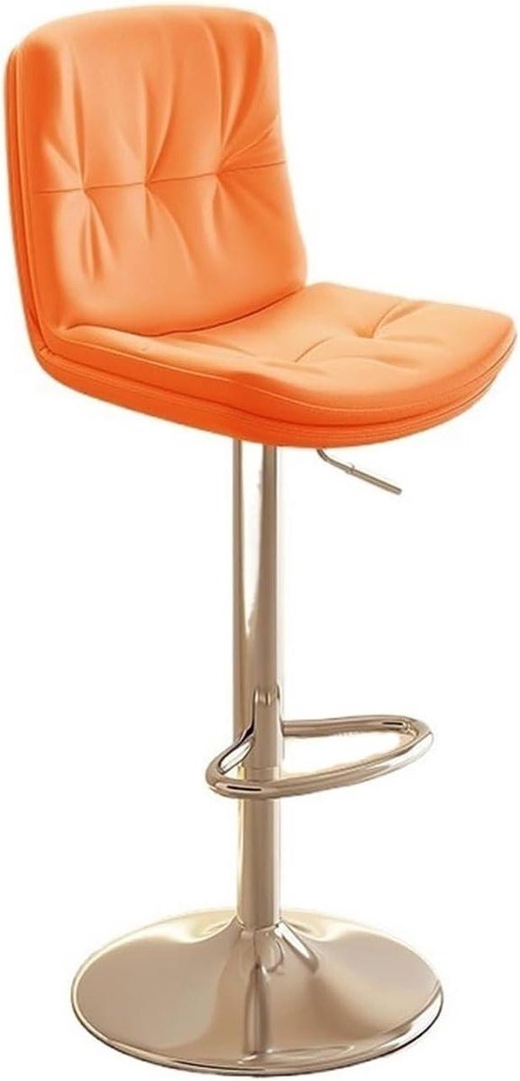 Oranje Barkruk - Hoge Stoel - Thuis Bar Decoratie - Verdikt Kussen - 61-81cm - Oranje