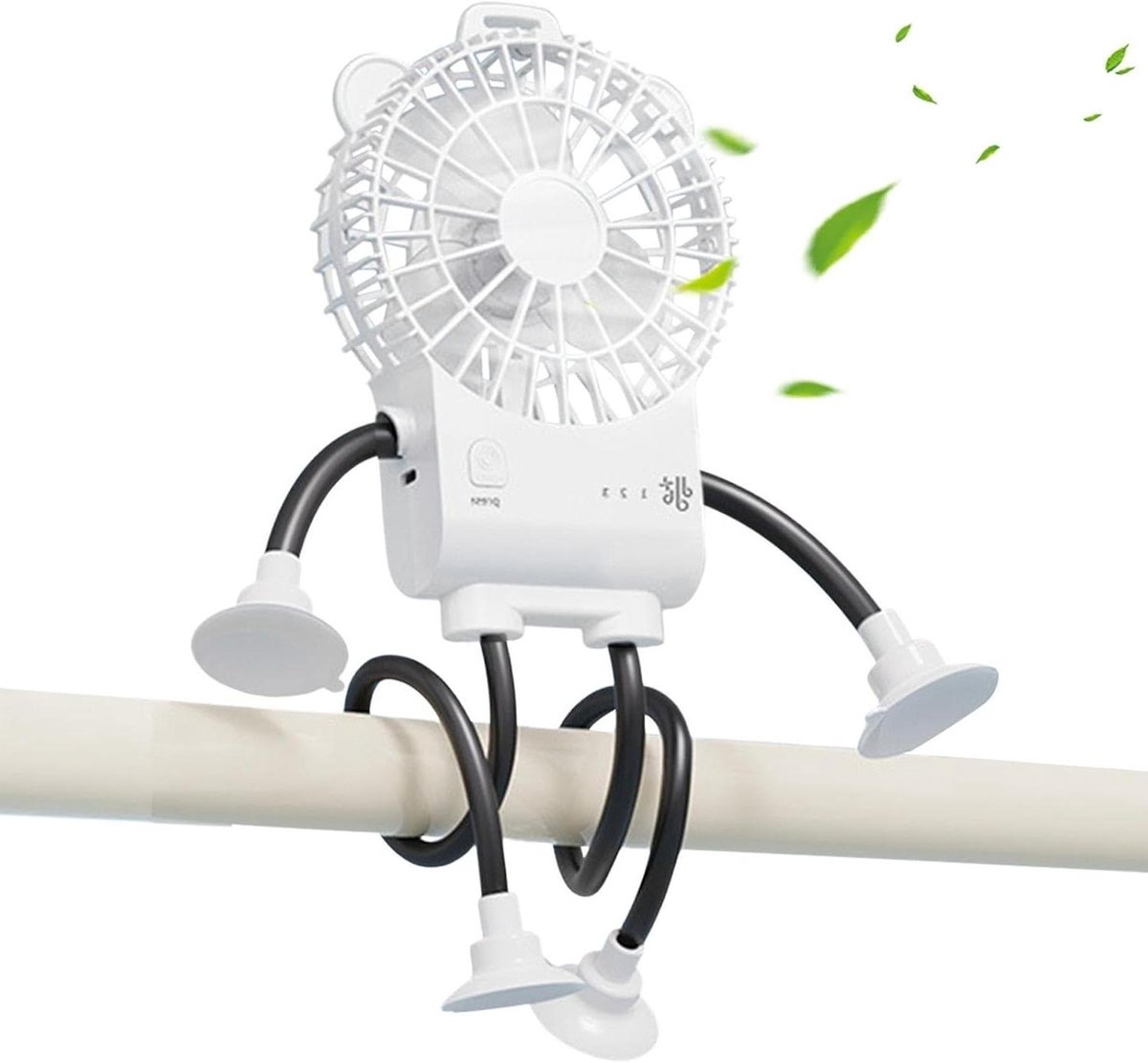 Mini Bureauventilator - Tafelblower Robotvorm - Persoonlijke Verkoeling - Stabiele Zuignap - 5x16.7x5 cm - Wit