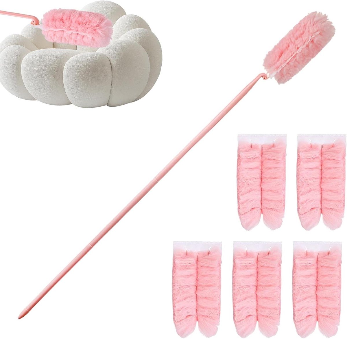 Kleine Plumeau - Stofwisser - Thuis Reinigen - Verstelbare Hoek - 110 cm - Roze