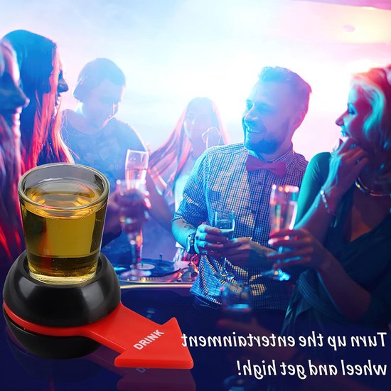 Spin The Shot Drinkspel met Shotglas en Flessen Spinner voor een Leuk Feest, Drankspel voor Volwassenen, Verjaardag en Borrel — afbeelding 3
