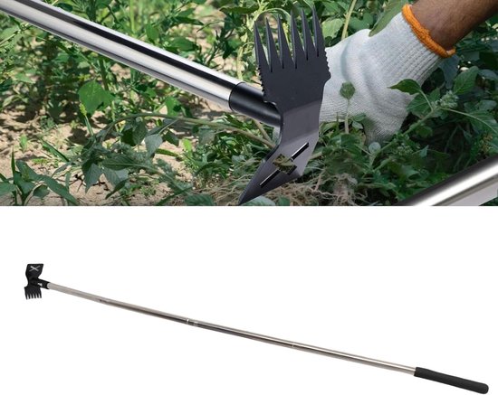 Onkruidhark Tuinschoffel - Onkruidverwijderaar Wieden - Onderhoud Tuin - Verstelbare Kophoek - 114 Cm Steel - Zilver — afbeelding 2