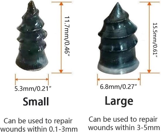Band Reparatie Kit - Rubberen Pluggen - Zelf Banden Plakken - Hoge Temperatuur Bestendig - 20 Stuks - Zwart — afbeelding 2