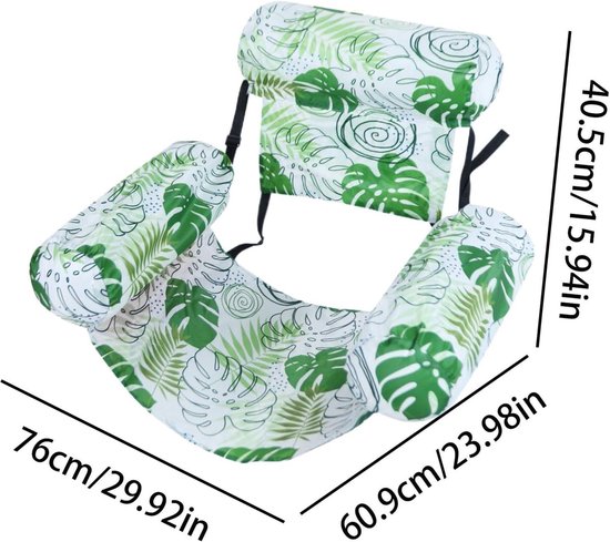 Zwembad Drijfstoel - Opblaasbare Lounge - Water Ontspanning - Bladprint Design - 76x405x609cm - Lichtgroen — afbeelding 5