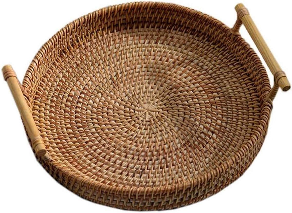 Opbergmand - Woven mand - Brood en fruit - Handgeweven - 22cm diameter - Bruin