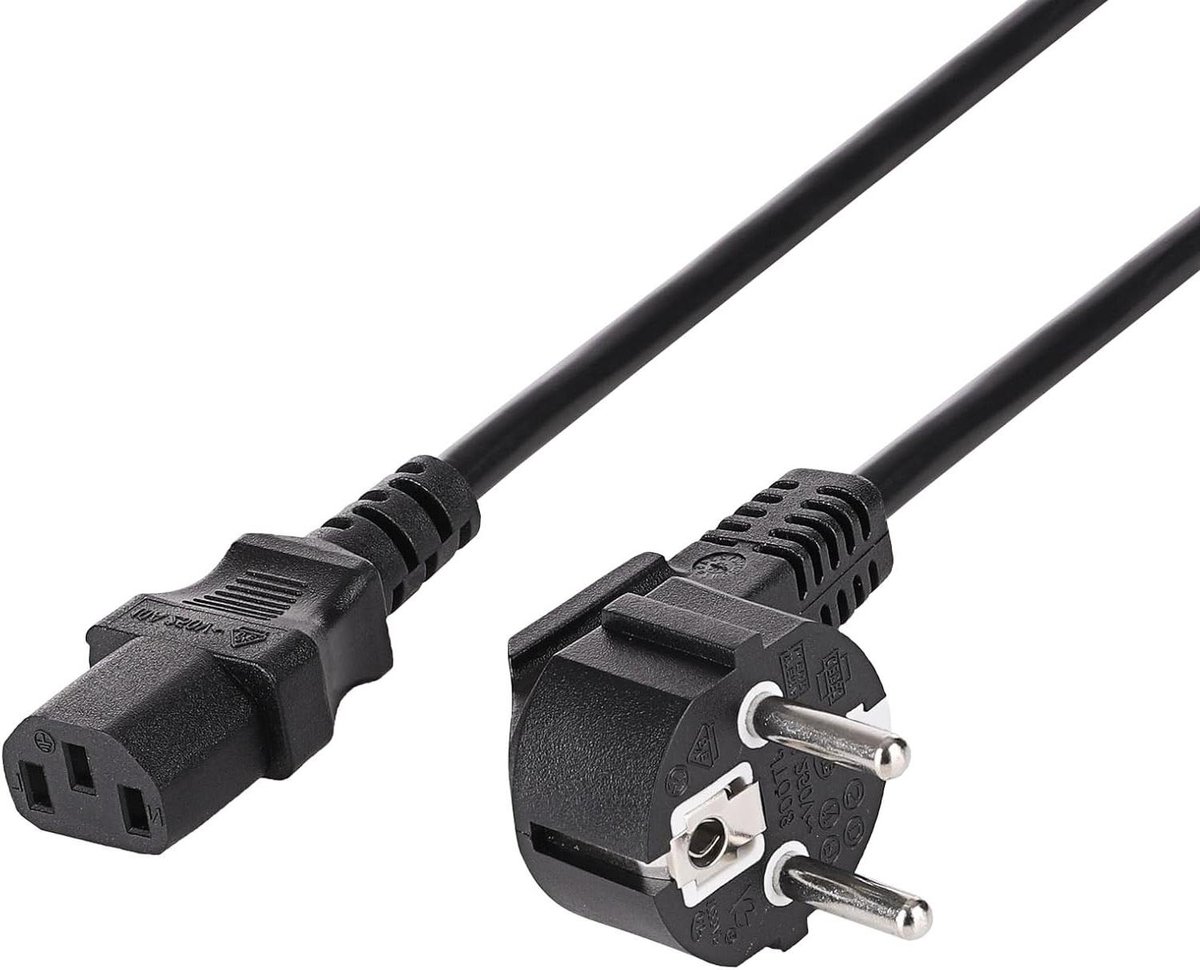 Stroomkabel - Voedingskabel PC - Apparaten Aansluiten - Vergulde Connectoren - 1.5 Meter - Zwart