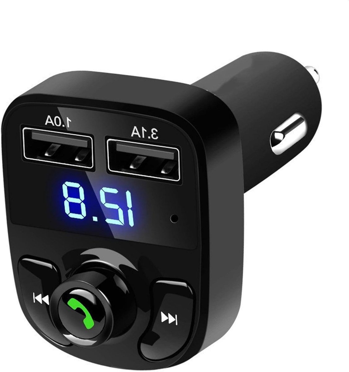 FM Zender Auto - Muziek Adapter - Veilig Rijden - Dubbele USB Poorten - 12V 24V - Zwart