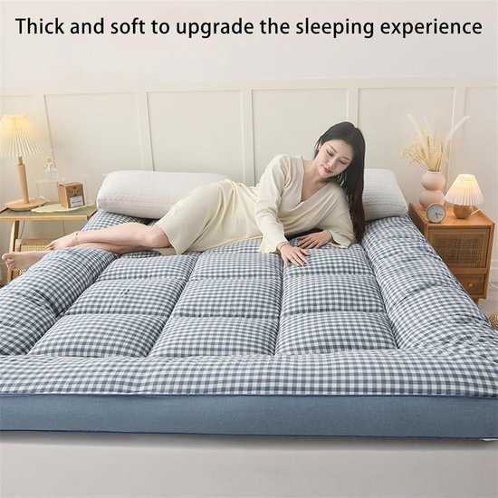 Japanse Vloermatras - Opvouwbaar Futon - Comfortabel Slapen - Zacht Dons Gevuld - Queensize 152x203cm - Grijs — afbeelding 3