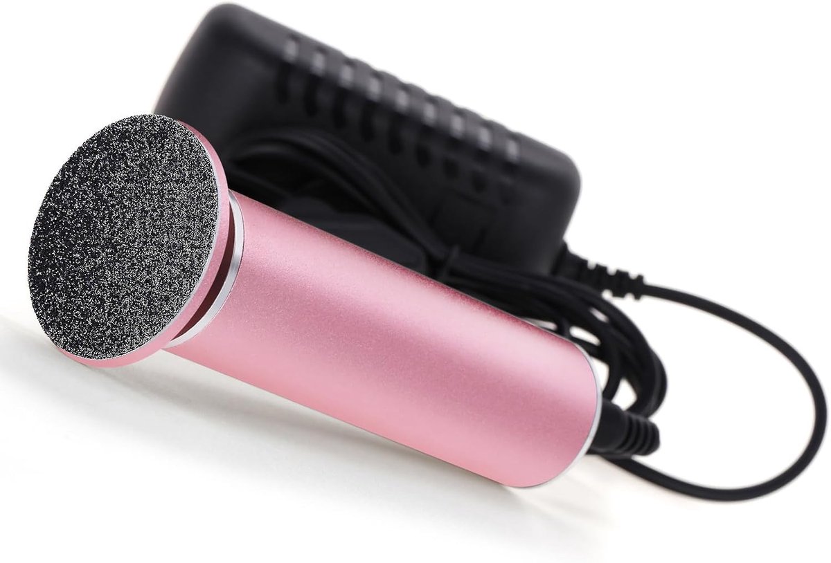 Elektrische voetvijl voor eeltverwijdering, verstelbare snelheid, inclusief 60 vervangende schuurpads, geschikt voor dames en heren, zonder losse batterijen (Roze)