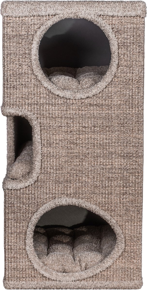Zoodis Hedda 85 Kattenkast met 4 Slaapplaatsen | Moderne Katten Toren | Compact Kattenmeubel | Zachte Ligkussens | greige