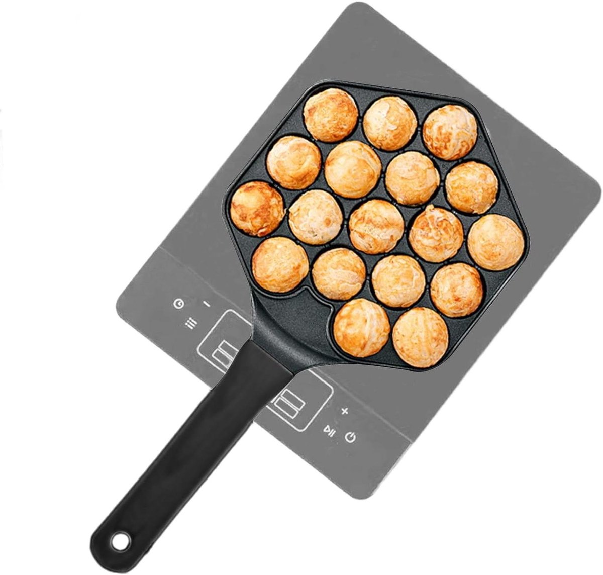 Pannenkoekenpan - Gehaktballetjesvorm - Ontbijt maken - 18-gaats ontwerp - 42.5 cm - Zwart