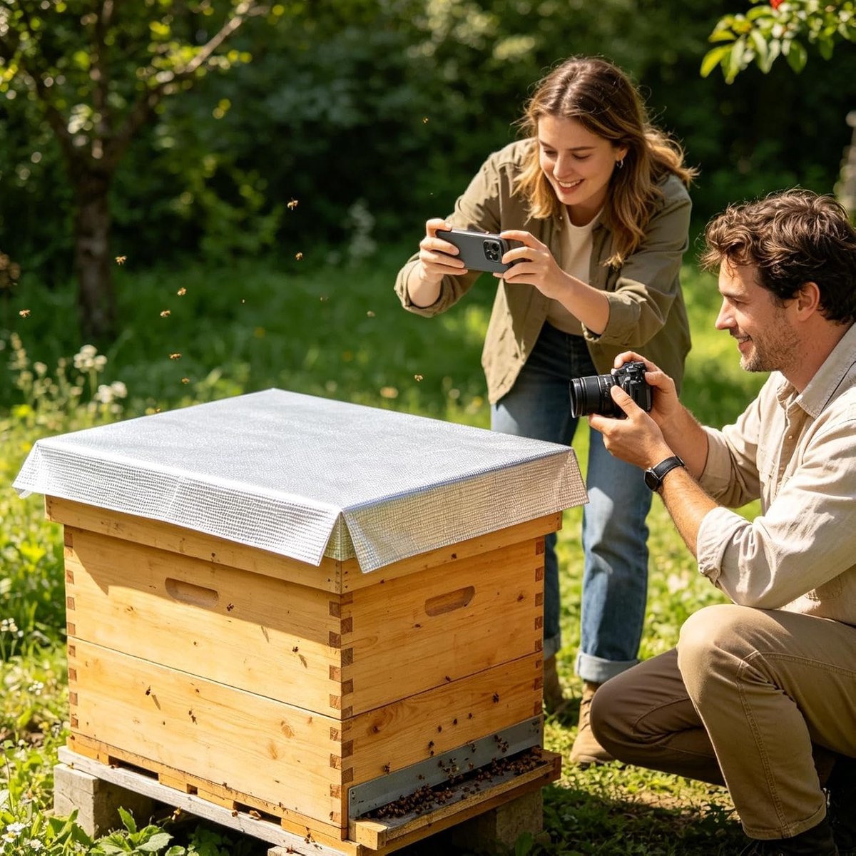 Geïsoleerde Bijenkast Wrap,Isolatie Beschermende Afdekking Voor De Bijenteelt - Bijenkast Warmteblokkerende Wikkel | voor Buiten op het Gazon, de Boerderij, in de Achtertuin, in de Tuin, op Terras en — cadeau in Cadeau-ideeën - foto 2