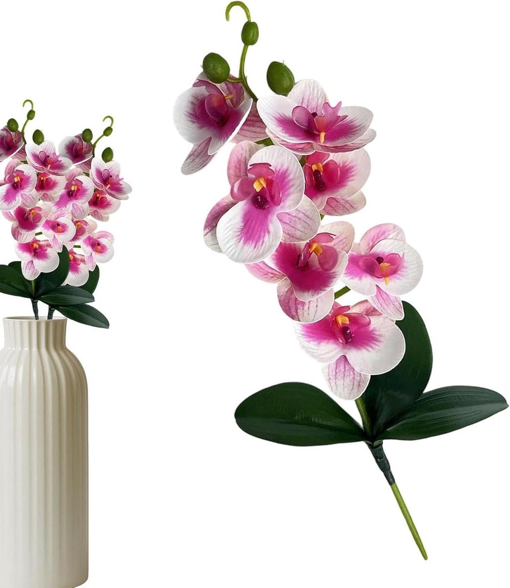 Kunstorchidee Stengel - Nepbloem Orchidee - Decoratie Huis - Realistisch Bladwerk - 37.5 c