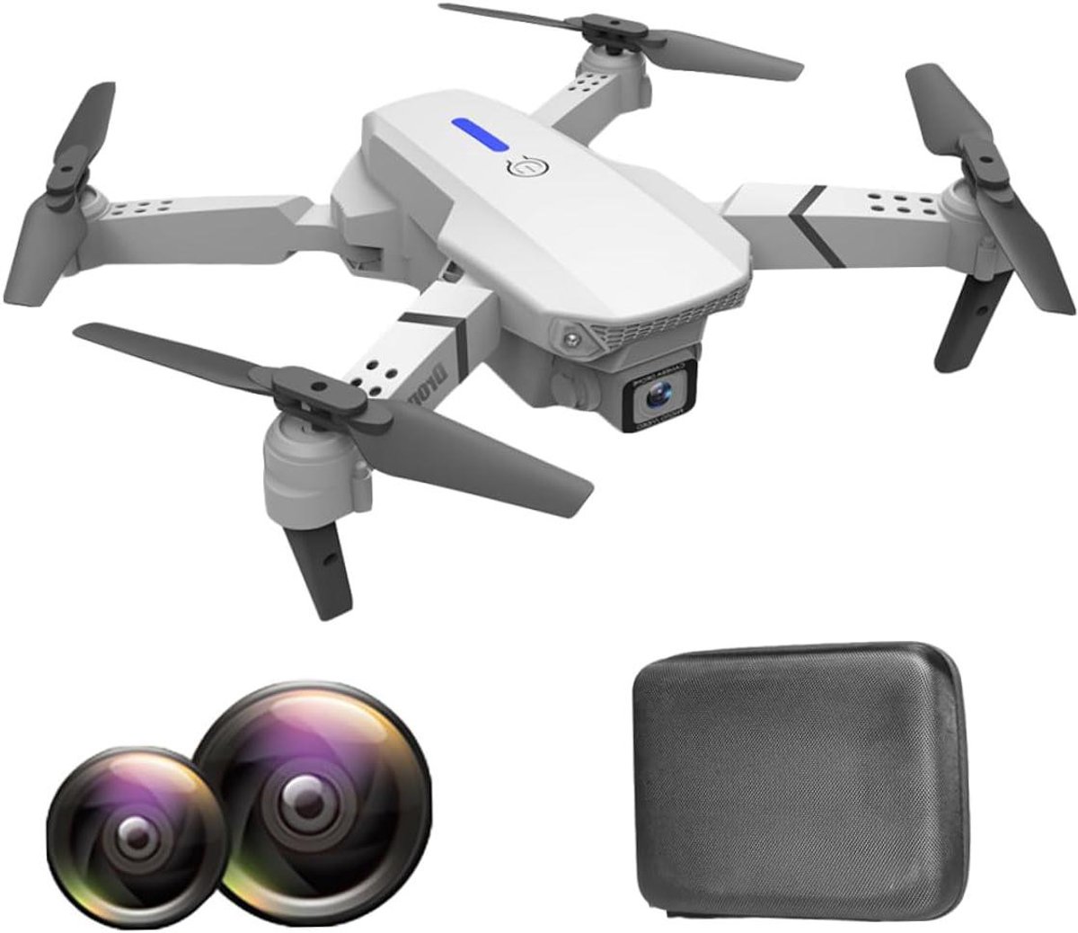 Opvouwbare Drone - RC Quadcopter Vliegend Speelgoed - Luchtfotografie Maken - Dubbele 4K Camera - 25x20x5.5CM - Wit
