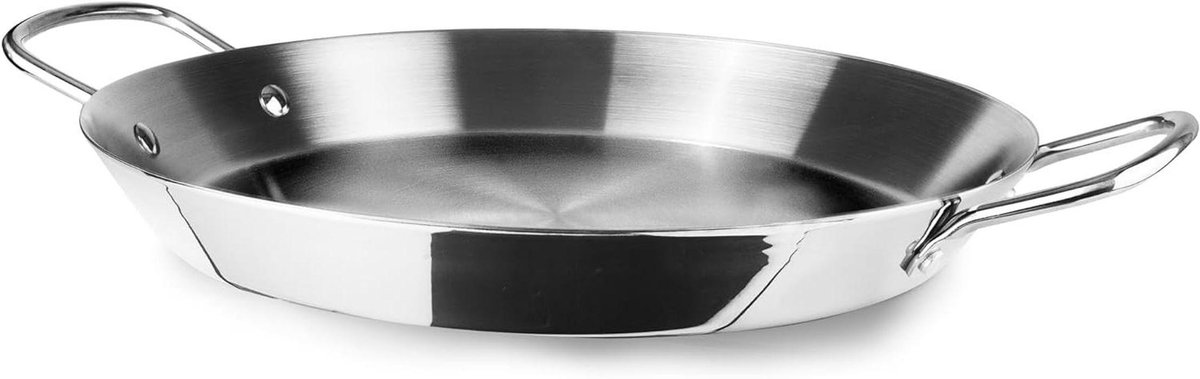 Paella pan - Paellera pan - Koken voor gasten - 5-laags constructie - 30 cm - Zilver